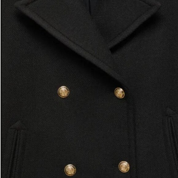 NWT - MANGO Proa Wool Coat with Jewel Buttons, Black – Size Small - Picture 2 of 16